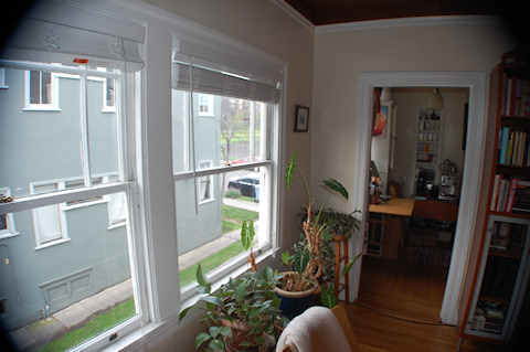 Looking out windows toward front of house Looking out windows towards front of house